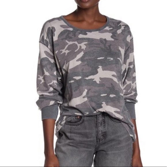 Free People Arielle Camo Printed Longsleeved Tee - Picture 2 of 9